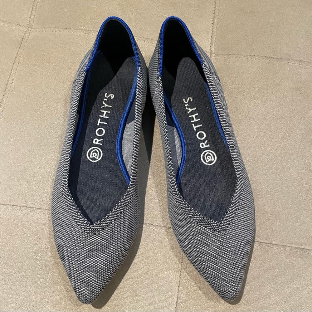 Rothy’s The Point Flats Cloud Gray Birdseye Size 9 (EUC)